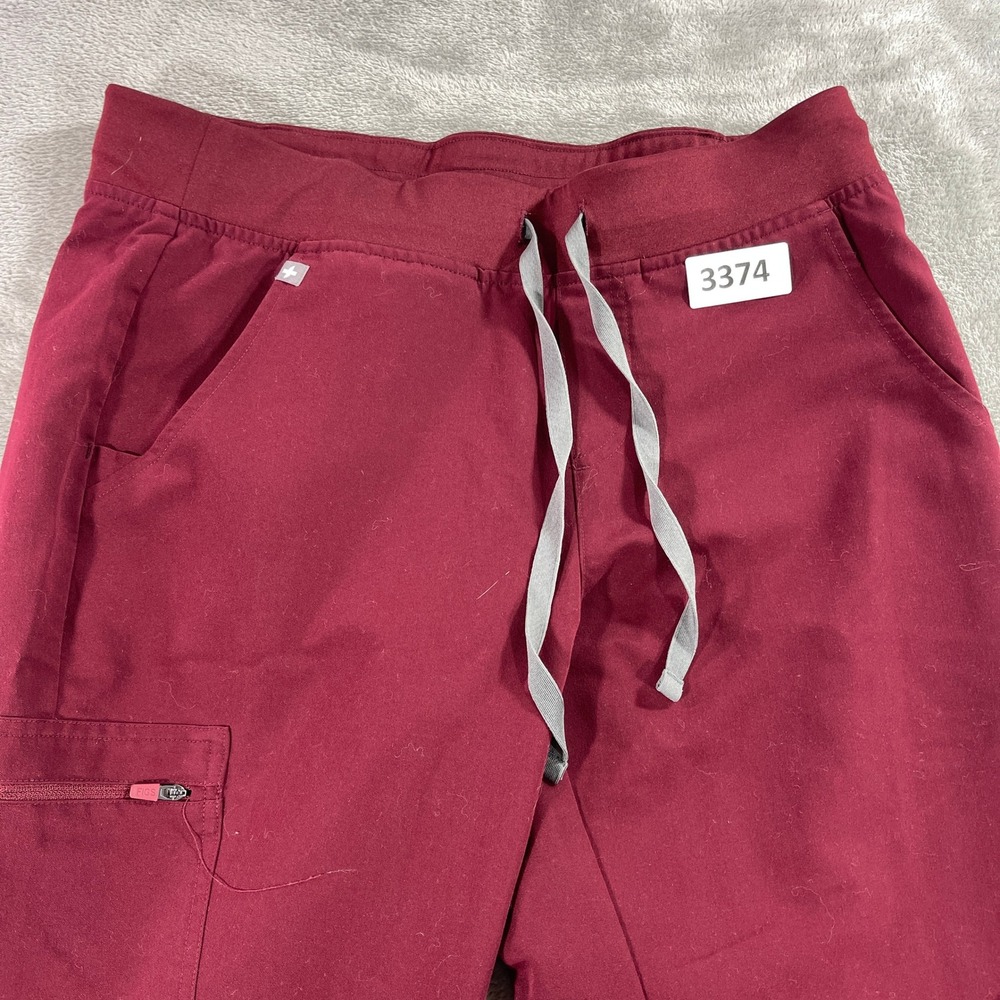 FIGS Jogger Scrub Pants Women Med Tall Burgundy Technical Collection Drawstring